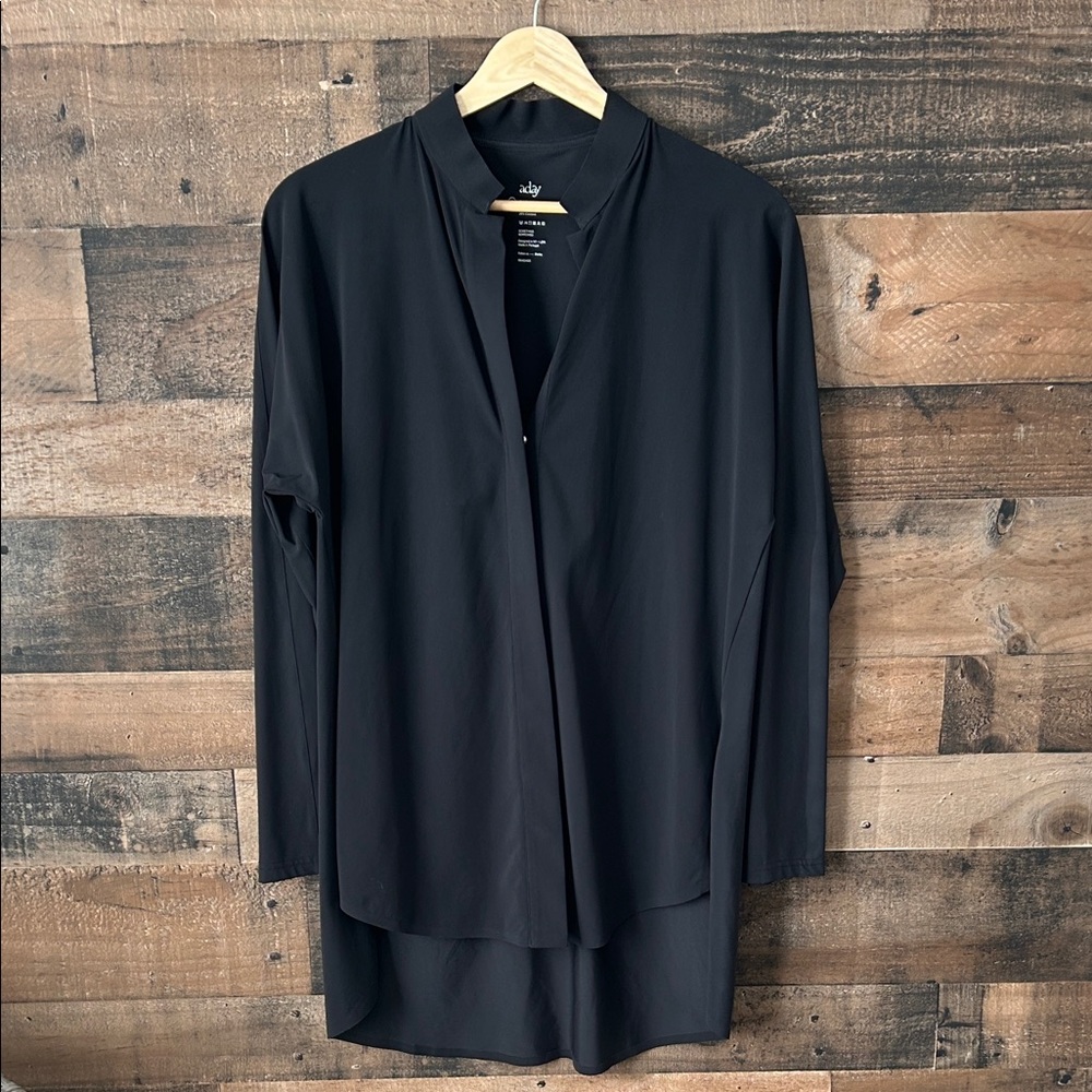 ADAY Something Borrowed Shirt | Wrinkle Resistant Travel Blouse | Size S I Black